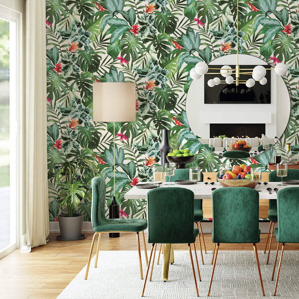 Tempaper Peel and Stick Wallpaper Tropical Jungle Green