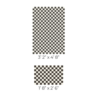 Tempaper's Checkmate Vinyl Rug in black and white.#color_domino