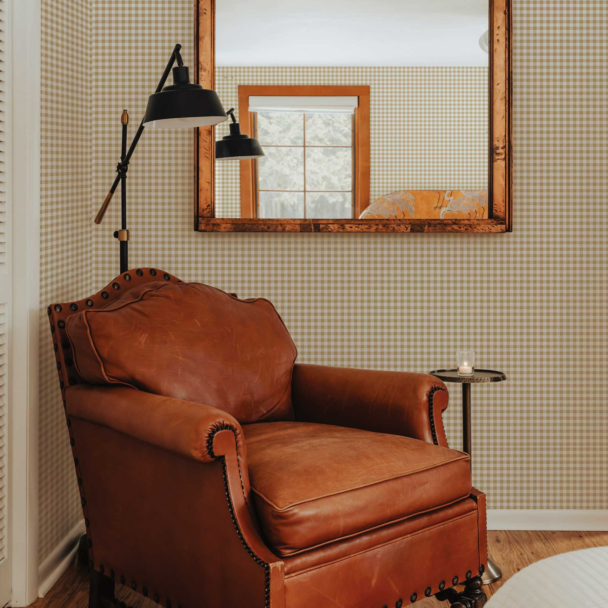 Cinnamon Large Check Wood Wallpaper