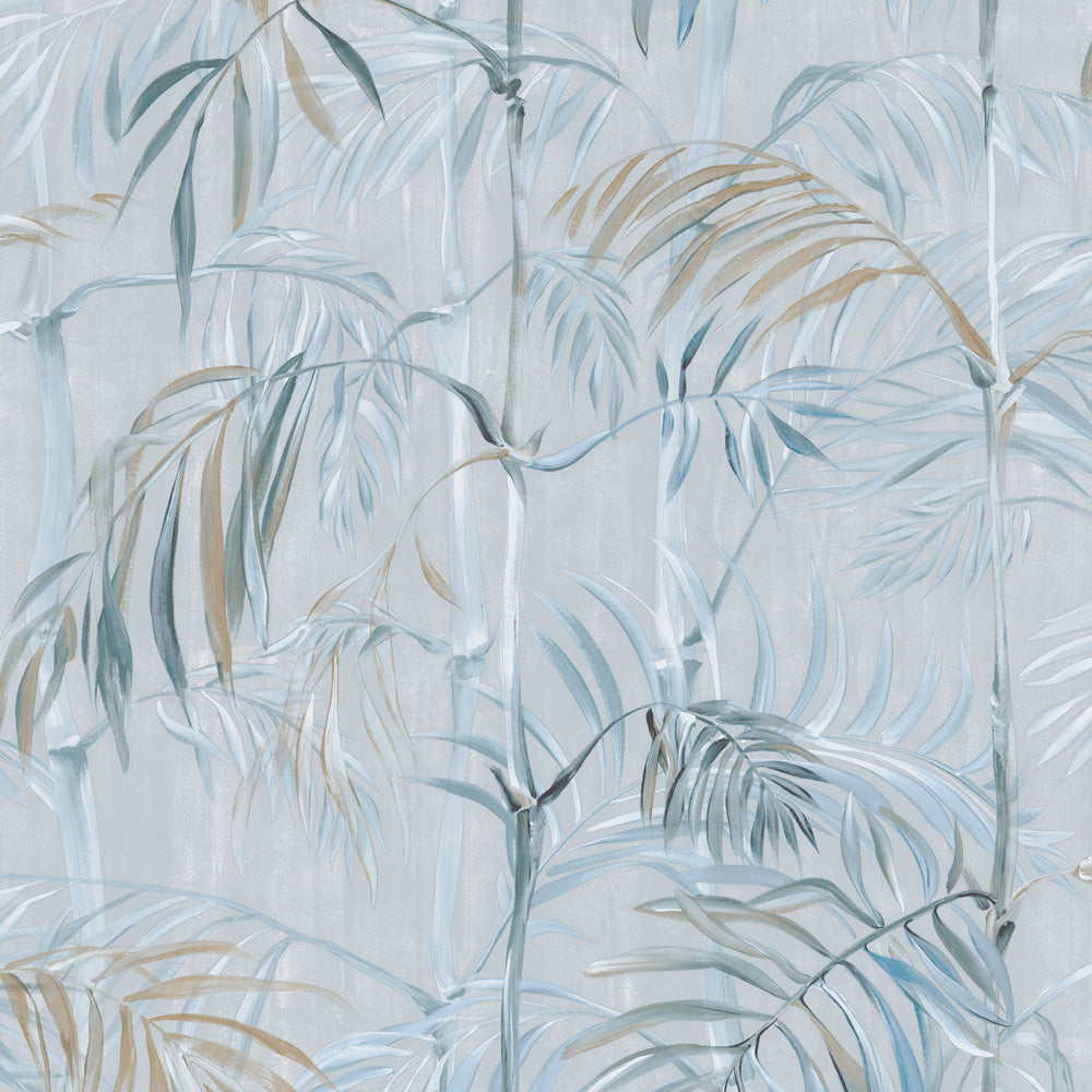 Bamboo Gardens Non-Pasted Wallpaper - A swatch of Bamboo Gardens Unpasted Wallpaper in rain | Tempaper#color_rain