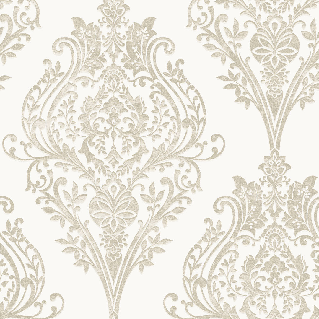 Estate Damask Non-Pasted Wallpaper - A swatch of Estate Damask Unpasted Wallpaper in champagne damask | Tempaper#color_champagne-damask
