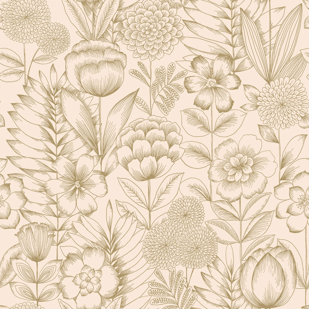 Gold Floral Pattern Wallpaper