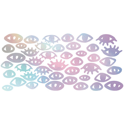 The assortment of holographic eyes included in the You Are Seen wall decal set from Tempaper.