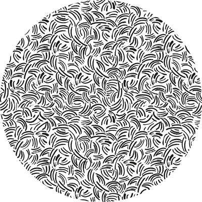 Round Abstract Lines Vinyl Rug VINYL FLOOR MAT in black and white.