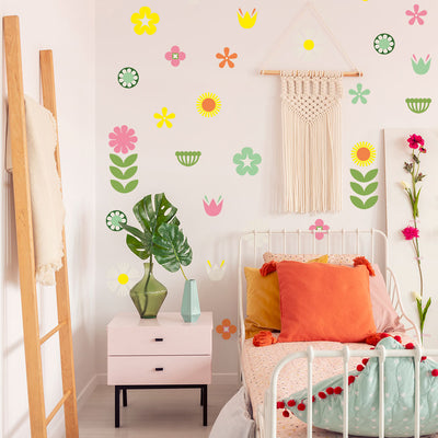 Retro Floral Removable Wall Decals