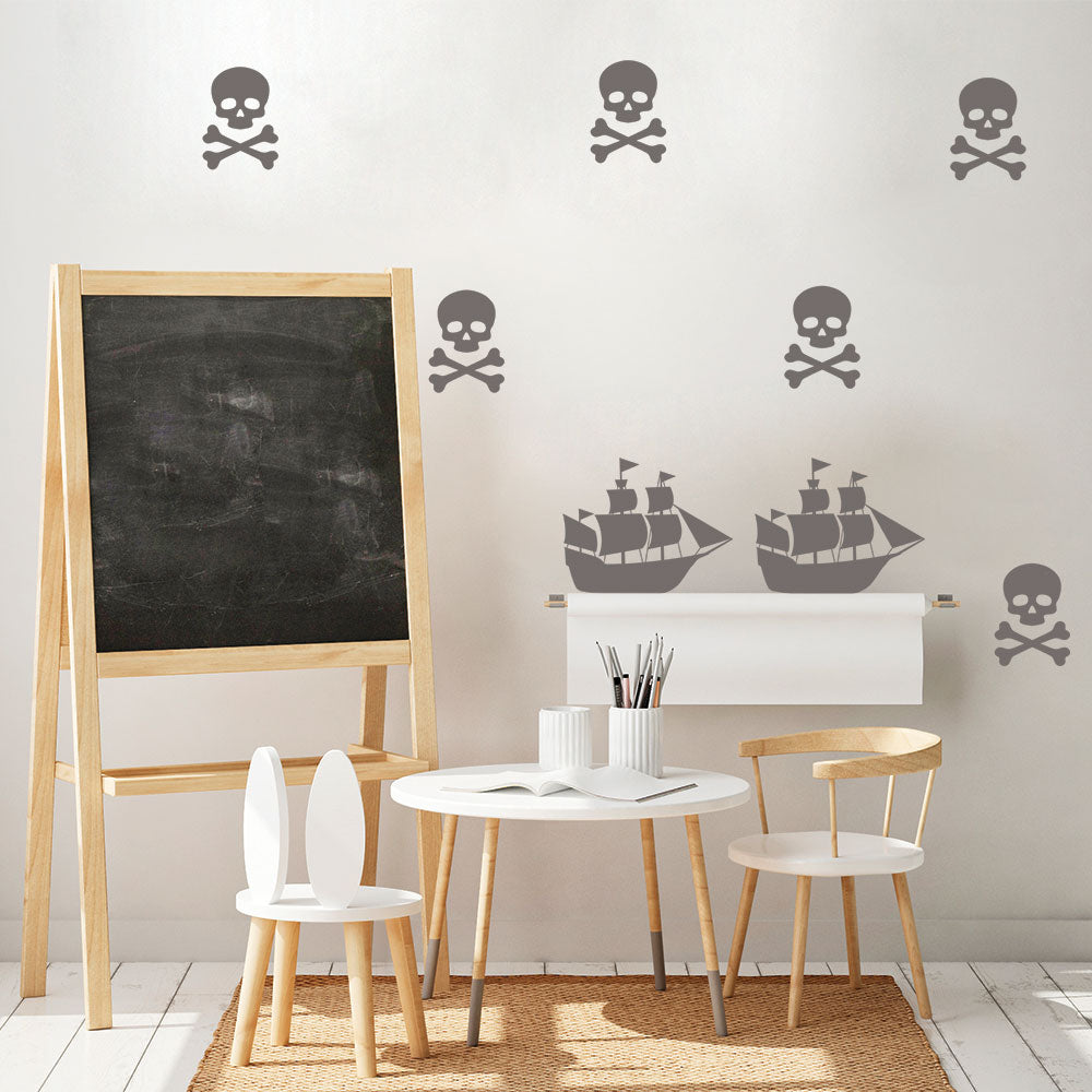 Tempaper Pirate Skull \u0026 Crossbones Peel and Stick Wall Decals, image size:1000x1000