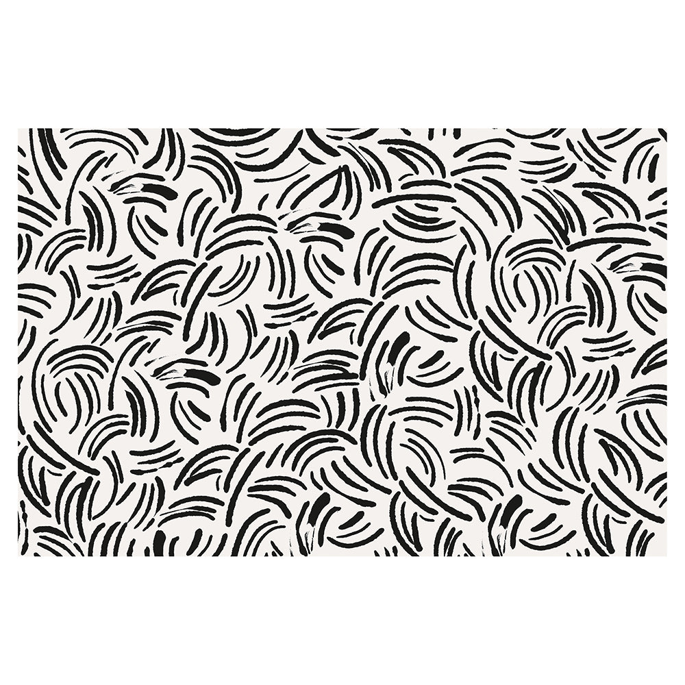 Abstract Lines Vinyl Rugs Tempaper Black/White Rectangle 1'8 x 2'6
