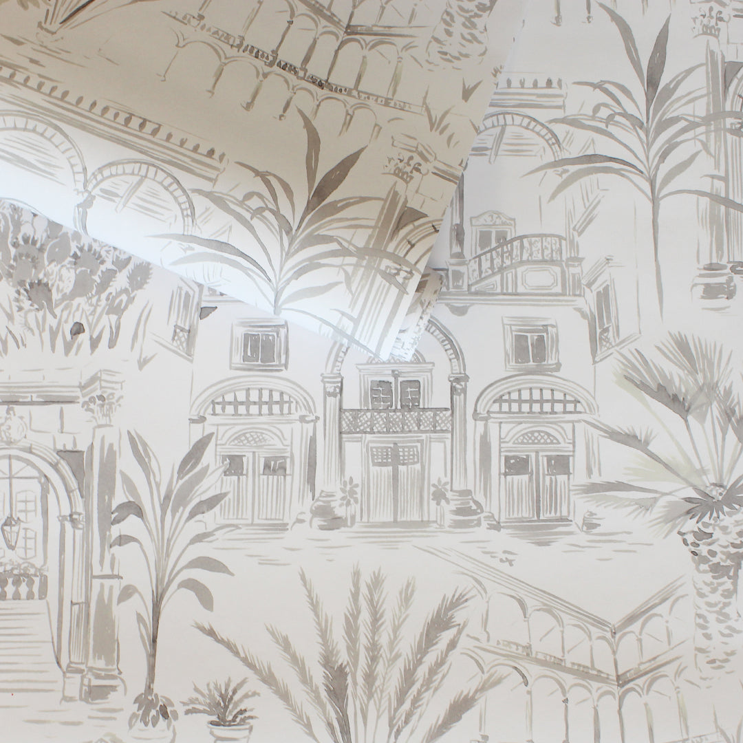Boulevard Toile Non-Pasted Wallpaper - A roll of Boulevard Toile Unpasted Wallpaper in french grey toile | Tempaper#color_french-grey-toile