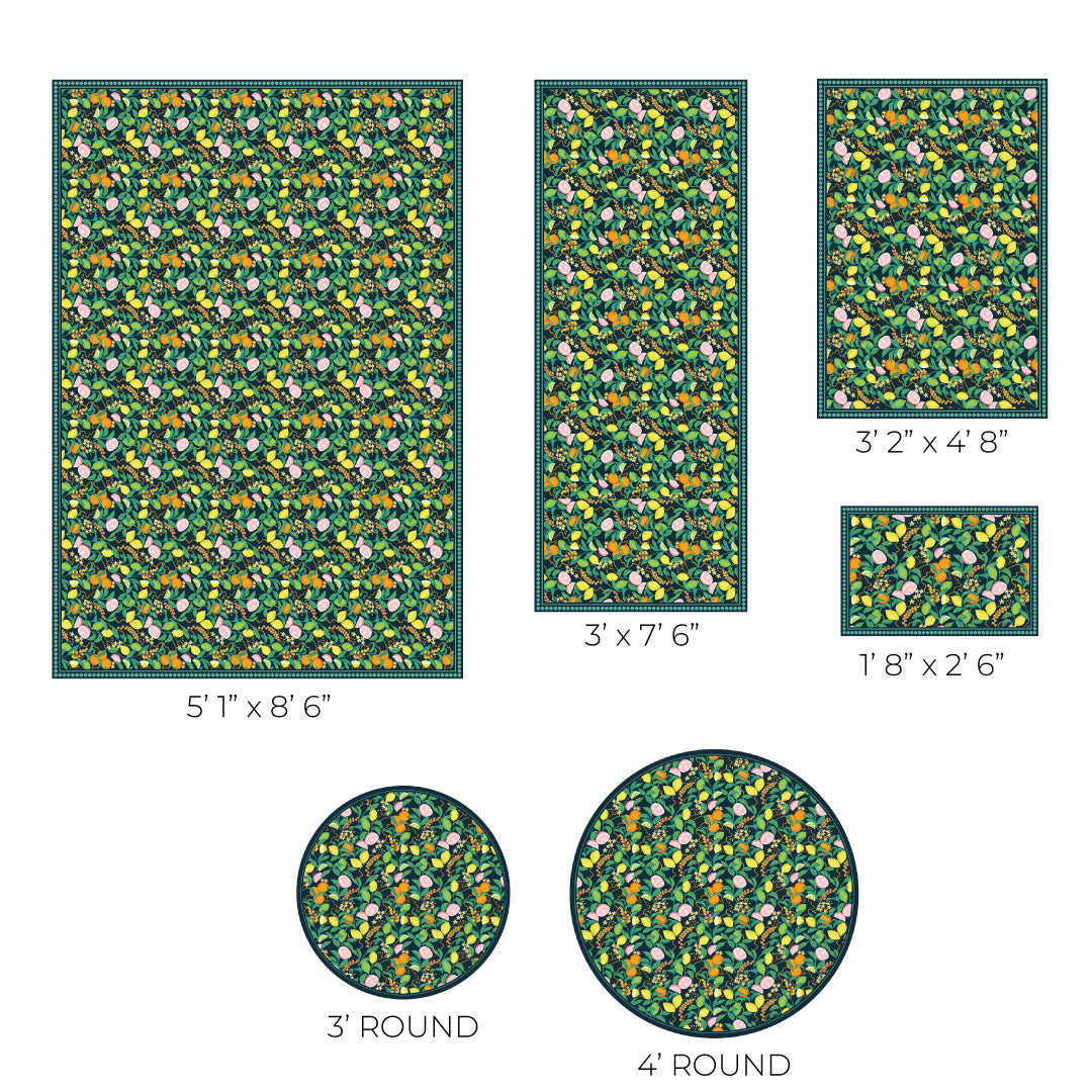 Citrus Vinyl Rug Tempaper Green Rectangle 1'8 x 2'6