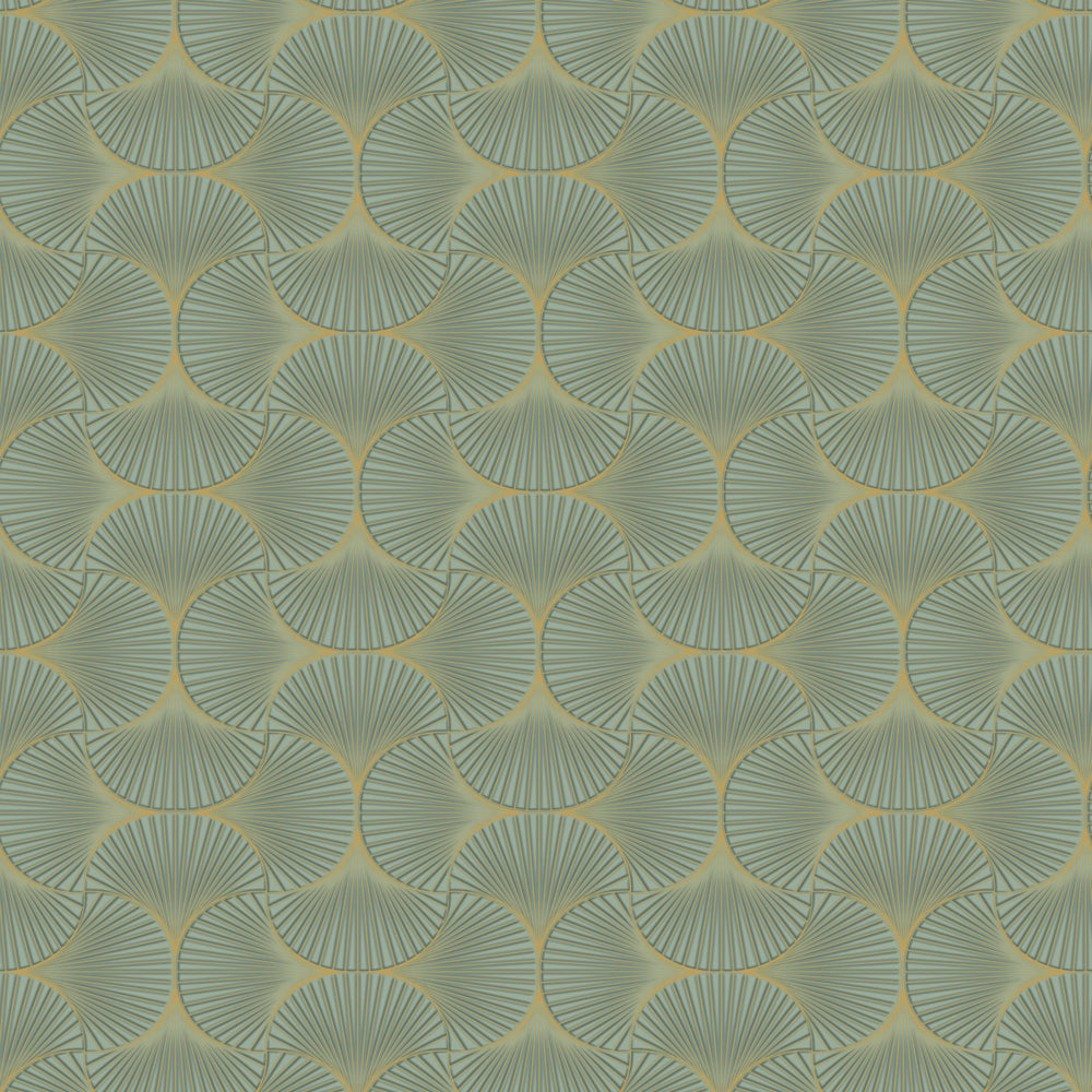 Gilded Scallop Non-Pasted Wallpaper - A swatch of Gilded Scallop Unpasted Wallpaper in green agate | Tempaper#color_green-agate