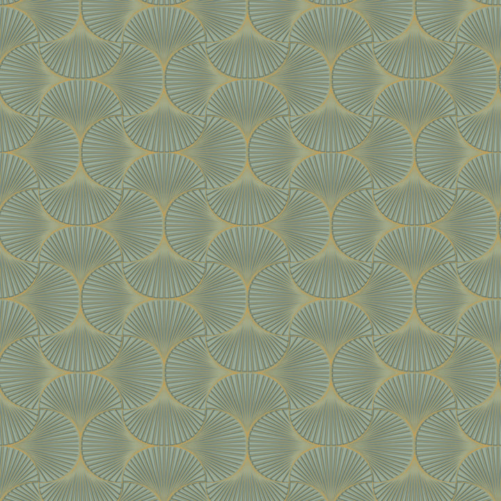 Gilded Scallop Non-Pasted Wallpaper - A swatch of Gilded Scallop Unpasted Wallpaper in green agate | Tempaper#color_green-agate