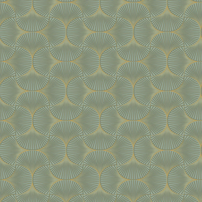 Gilded Scallop Non-Pasted Wallpaper - A swatch of Gilded Scallop Unpasted Wallpaper in green agate | Tempaper#color_green-agate