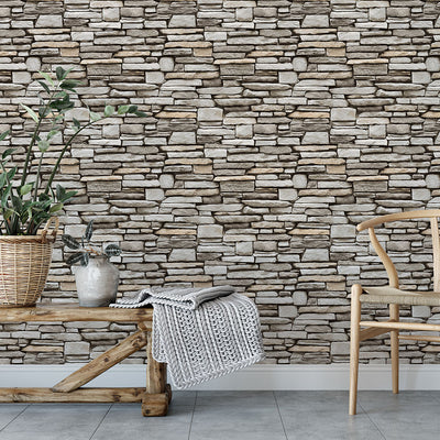 Grey Stone Peel And Stick Wallpaper