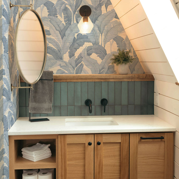 Layered Palm Faux Grasscloth Peel and Stick Wallpaper