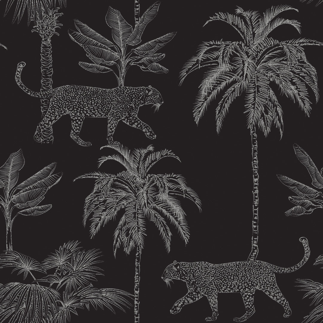 leopard palm plant Palm Leopards Peel and Stick Wall Mural SAMPLE / Black Jungle