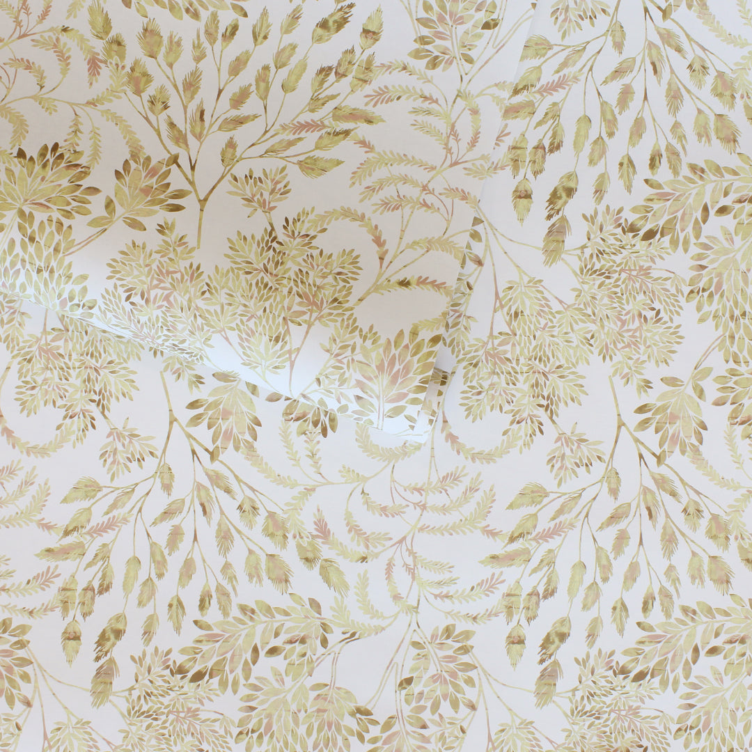 Stencil Foliage Non-Pasted Wallpaper - A roll of Stencil Foliage Unpasted Wallpaper in golden wheat | Tempaper#color_golden-wheat
