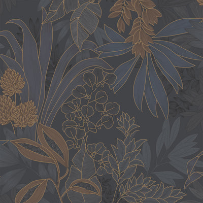 Coniferous Floral Unpasted Wallpaper - A swatch of Coniferous Floral Non-Pasted Wallpaper in twilight | Tempaper#color_twilight