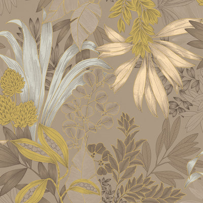 Coniferous Floral Unpasted Wallpaper - A swatch of Coniferous Floral Non-Pasted Wallpaper in hazelwood | Tempaper#color_hazelwood