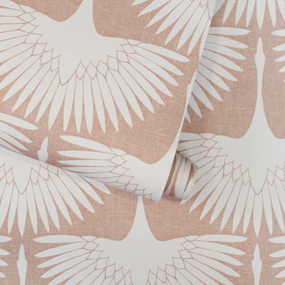 Feather Flock Removable Wallpaper - A roll of Tempaper's Feather Flock Peel And Stick Wallpaper in sahara blush scallops#color_sahara-blush-scallops