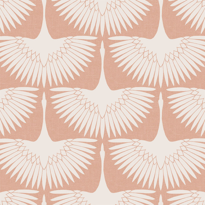 Feather Flock Removable Wallpaper - A swatch of Tempaper's Feather Flock Peel And Stick Wallpaper in sahara blush scallops#color_sahara-blush-scallops