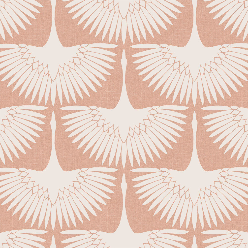 Feather Flock Removable Wallpaper - A swatch of Tempaper's Feather Flock Peel And Stick Wallpaper in sahara blush scallops#color_sahara-blush-scallops