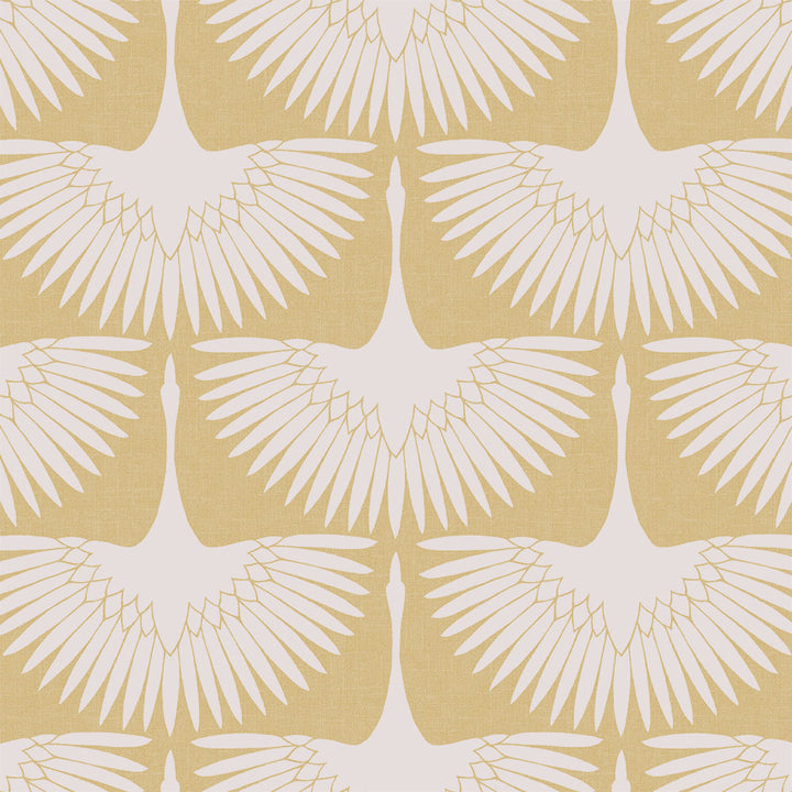 Feather Flock Removable Wallpaper - A swatch of Tempaper's Feather Flock Peel And Stick Wallpaper in golden hour scallops#color_golden-hour-scallops