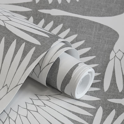 Feather Flock Removable Wallpaper - A roll of Tempaper's Feather Flock Peel And Stick Wallpaper in chalk scallops#color_chalk-scallops