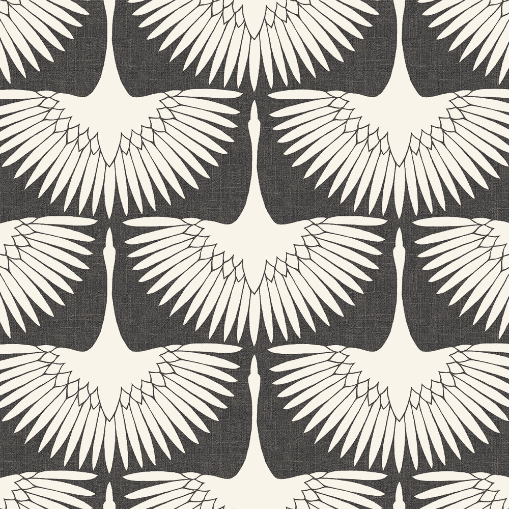 Feather Flock Removable Wallpaper - A swatch of Tempaper's Feather Flock Peel And Stick Wallpaper in storm grey scallops#color_storm-grey-scallops