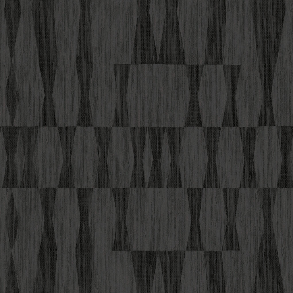 Faux Grasscloth Geo Removable Wallpaper - A swatch of Faux Grasscloth Geo Peel And Stick Wallpaper in textured carbon | Tempaper#color_textured-carbon