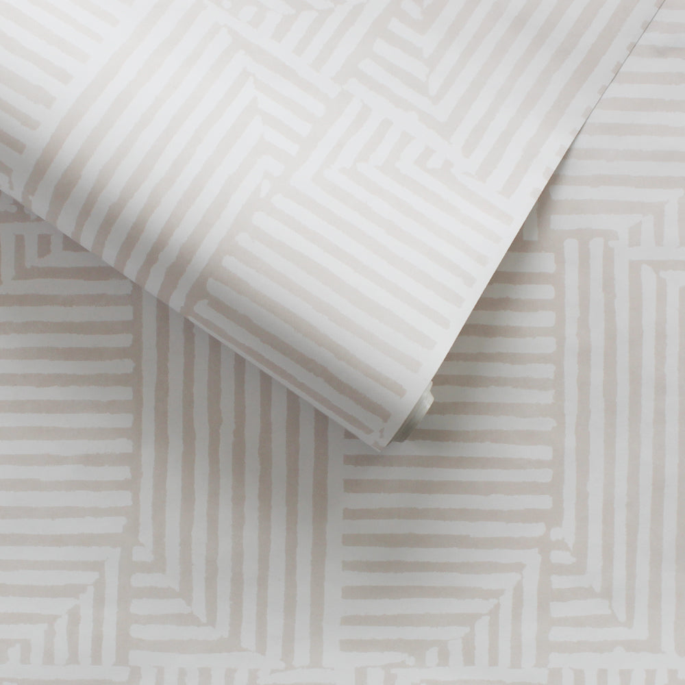 Neutral geometric patchwork wallpaper roll