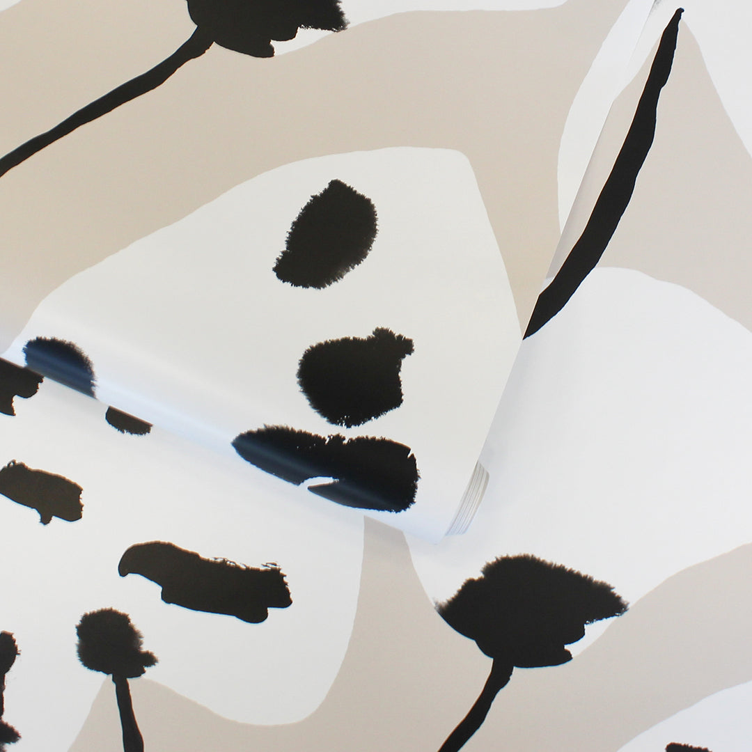 Painted Black & White Cow Print Wallpaper