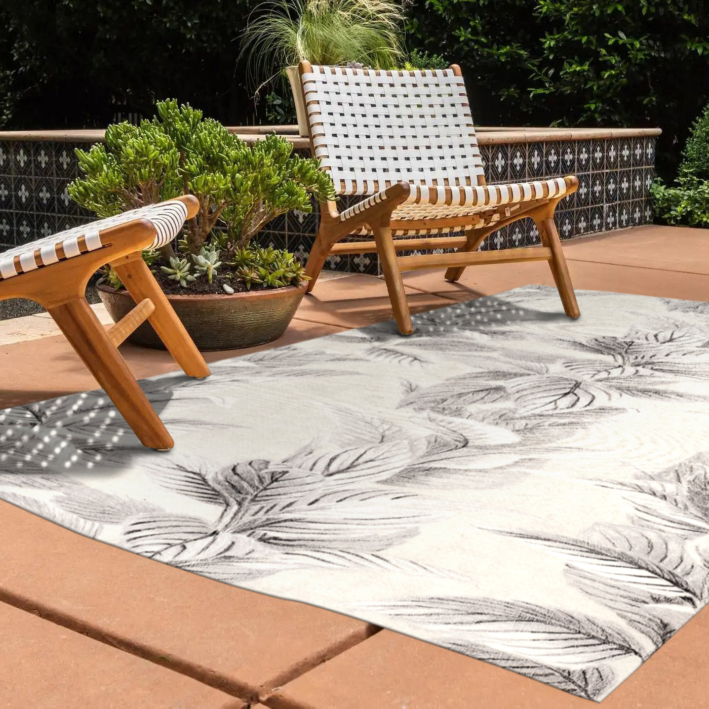 Pastel Palm Tropical Indoor and Outdoor Rug