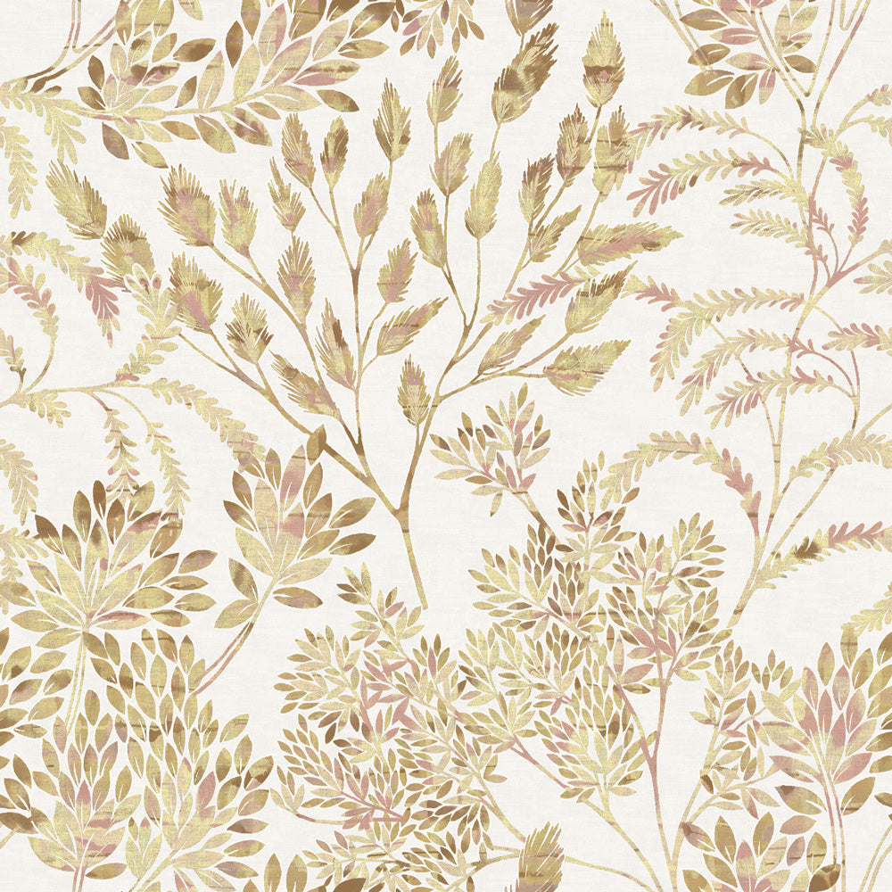 Stencil Foliage Non-Pasted Wallpaper - A swatch of Stencil Foliage Unpasted Wallpaper in golden wheat | Tempaper#color_golden-wheat