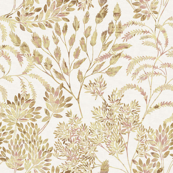 Stencil Foliage Non-Pasted Wallpaper - A swatch of Stencil Foliage Unpasted Wallpaper in golden wheat | Tempaper#color_golden-wheat