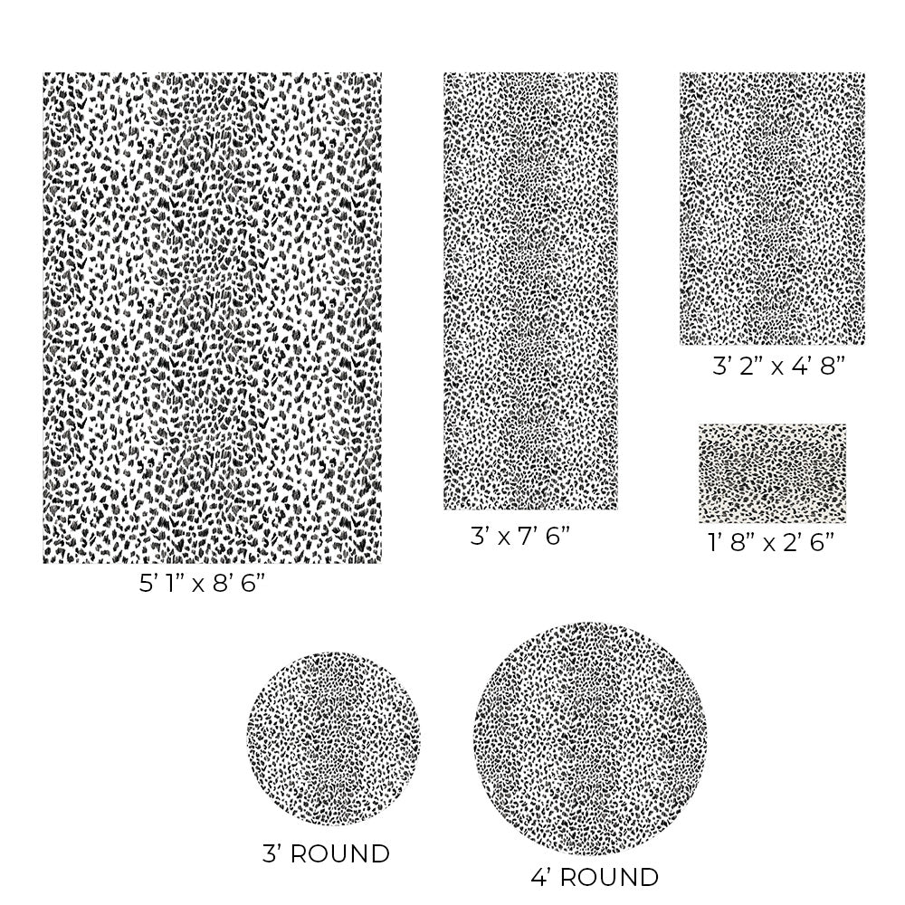 Rug size guide for the Animal Print Vinyl floor mat.