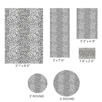 Rug size guide for the Animal Print Vinyl floor mat.
