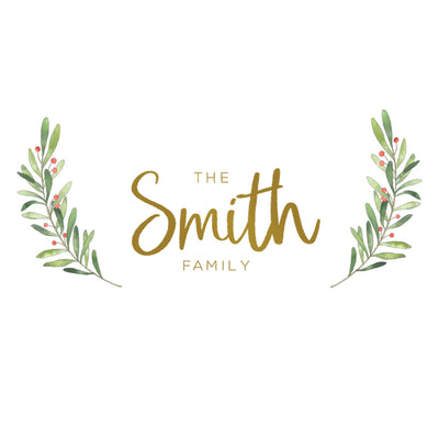 An up close view of Tempaper's Custom Family Name Wall Decal with "The Smith Family" as an example.