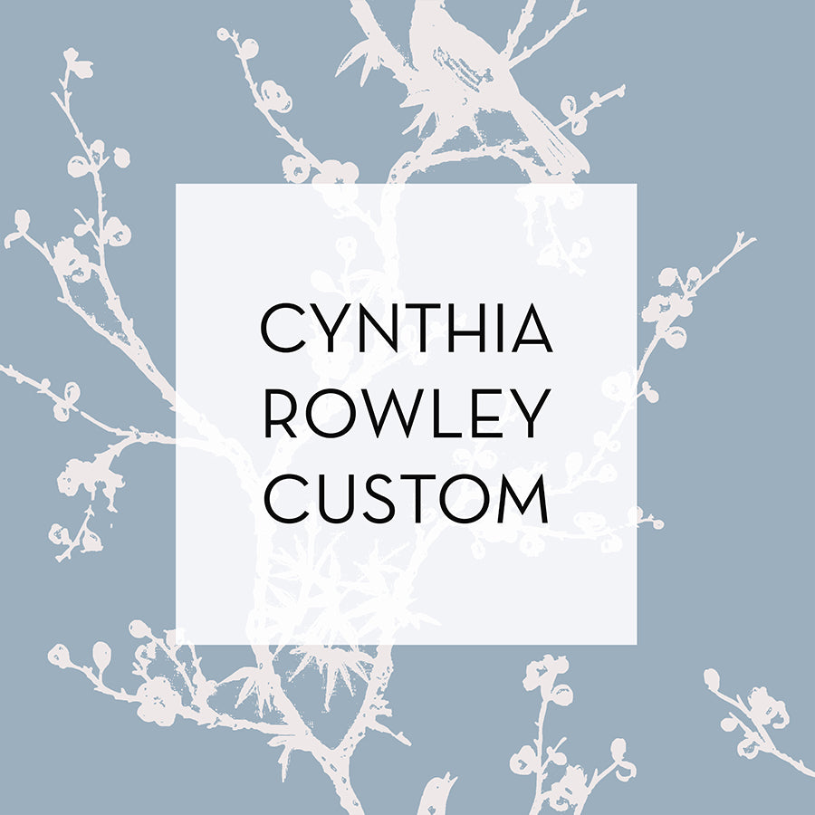 An image of "Cynthia Rowley Custom" on top of a blue and white wallpaper.