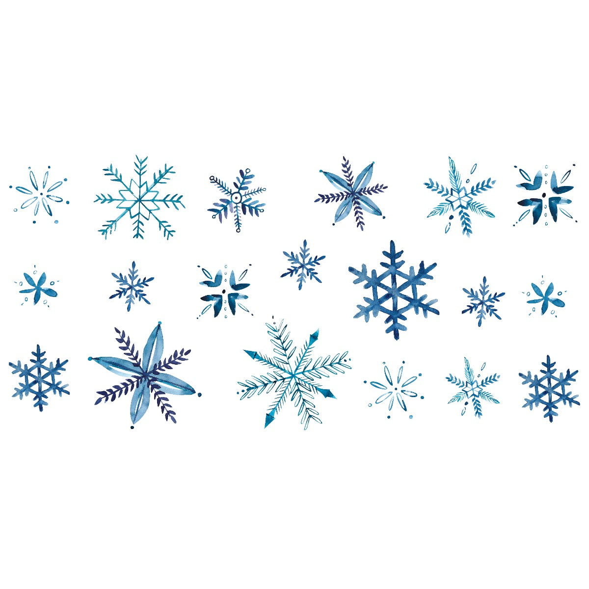 Small Snowflakes Set of 30 Vinyl Lettering Wall Pattern Decals (Navy)