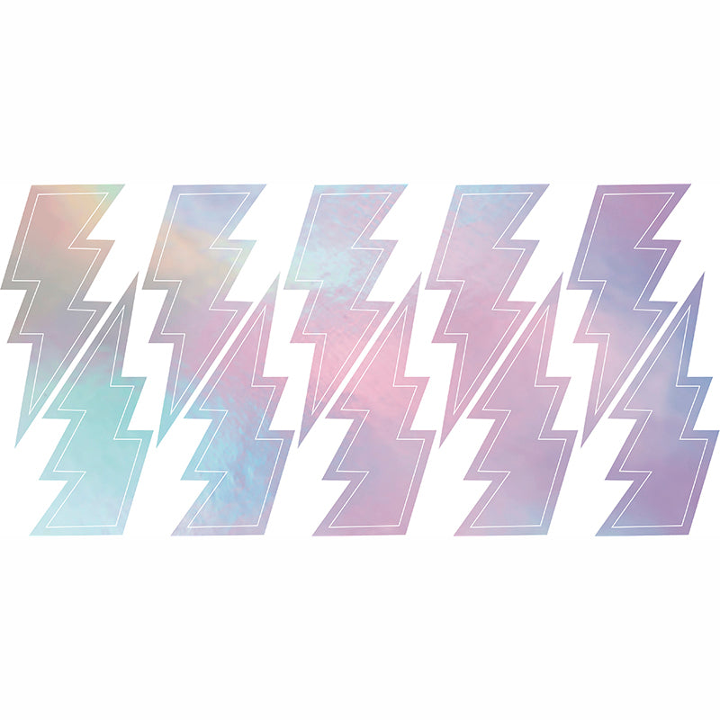 The assortment of holographic Lightning Bolts wall decals from Tempaper.