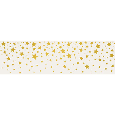 A strip of Tempaper's Falling Stars Border Peel And Stick Wallpaper in white and gold.