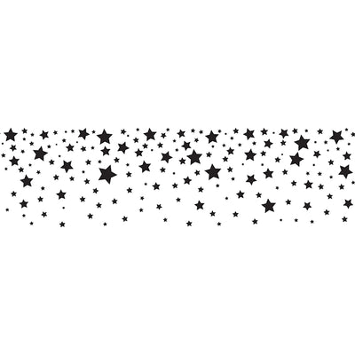 A strip of Tempaper's Falling Stars Border Peel And Stick Wallpaper in black and white.