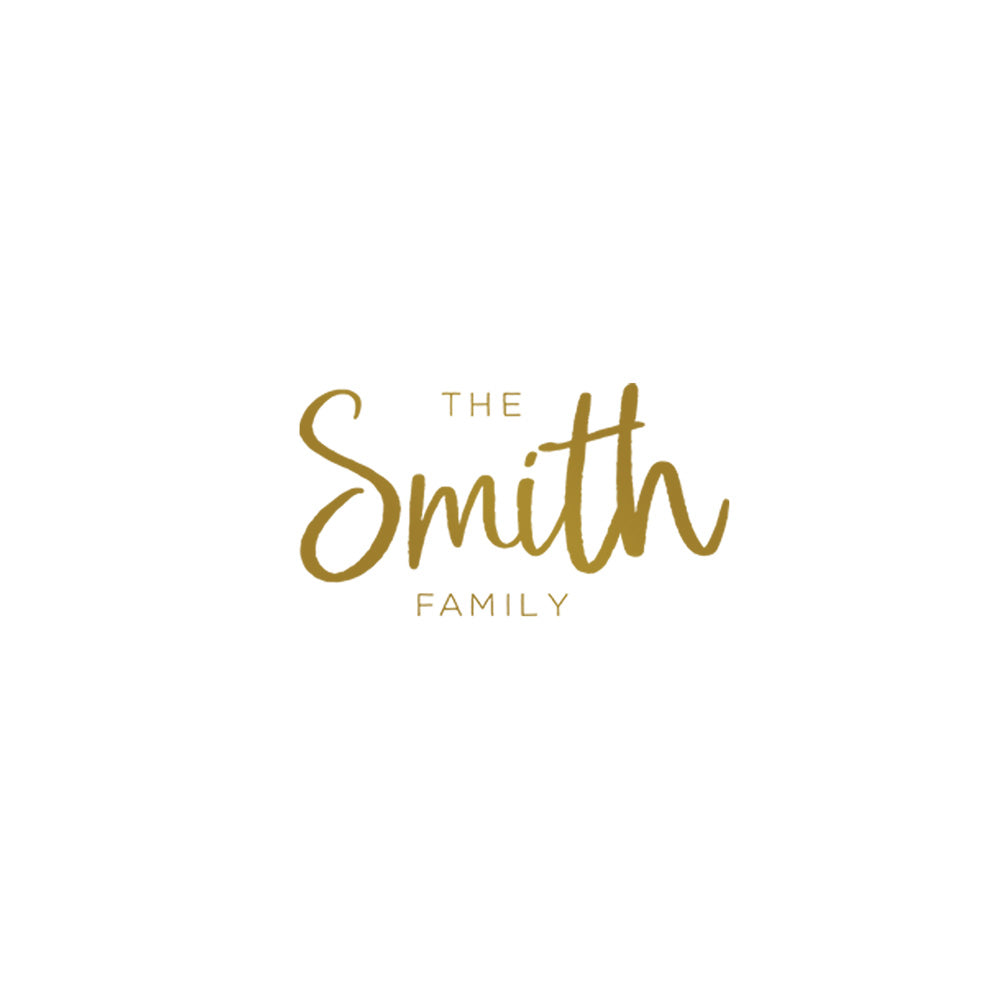 An up close view of Tempaper's Custom Family Name Wall Decal with "The Smith Family" as an example.