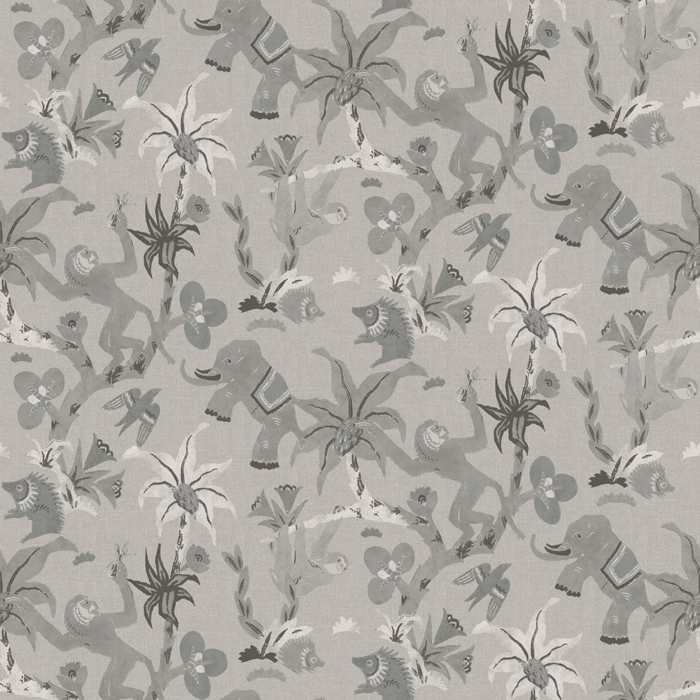 Monkey Business Removable Wallpaper By Novogratz - A swatch of Monkey Business Peel And Stick Wallpaper By Novogratz in forest fog | Tempaper#color_forest-fog