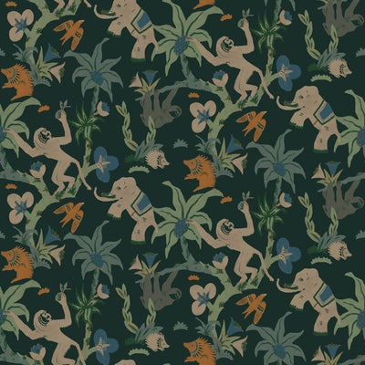 Monkey Business Removable Wallpaper By Novogratz - A swatch of Monkey Business Peel And Stick Wallpaper By Novogratz in jade parade | Tempaper#color_jade-parade