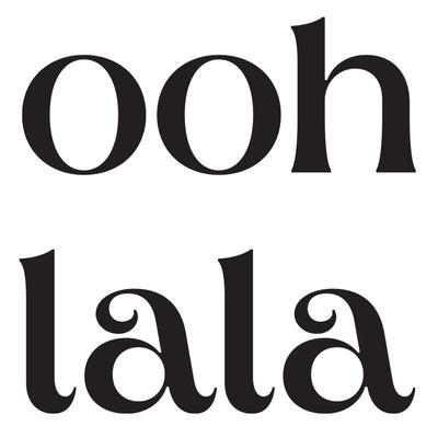 The Ooh La La wall decal set from Tempaper with the words "ooh la la" written in black.