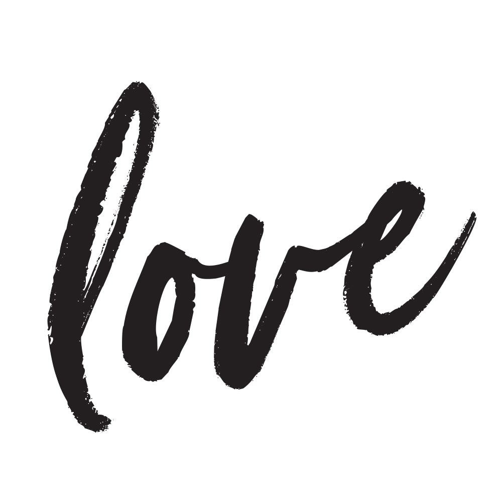 The word "love" written in black script, available from Tempaper as the Love wall decal set.