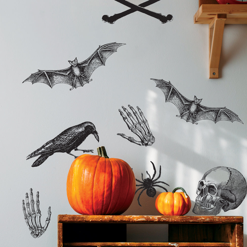 Vintage Horrors Removable Wall Decals - A wall featuring Tempaper's Vintage Horrors Temporary Wall Decals | Tempaper