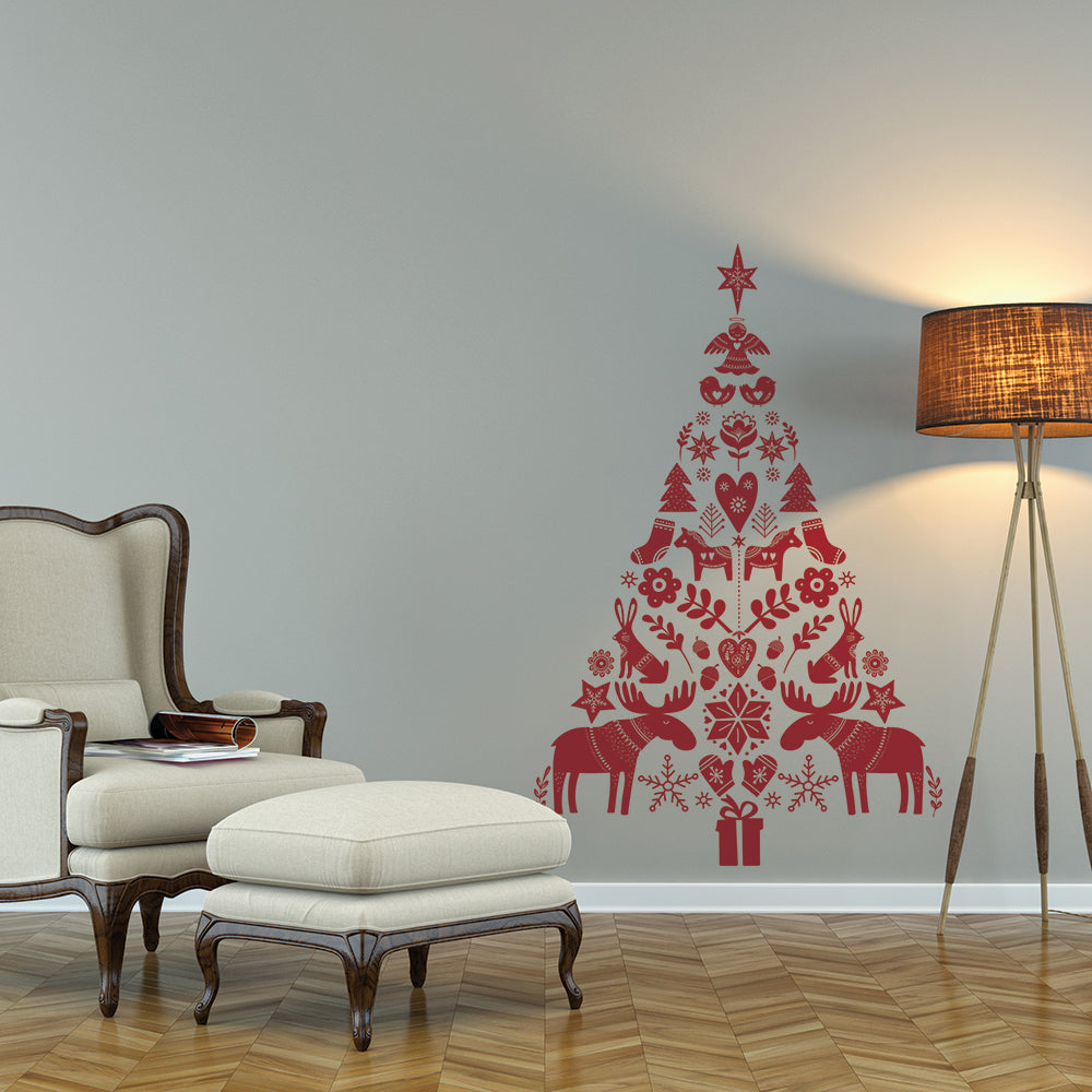 Scandinavian Holiday Tree Removable Wall Decal | Tempaper & Co. scandinavian-holiday-tree-removable-wall-decal-tempaper-co