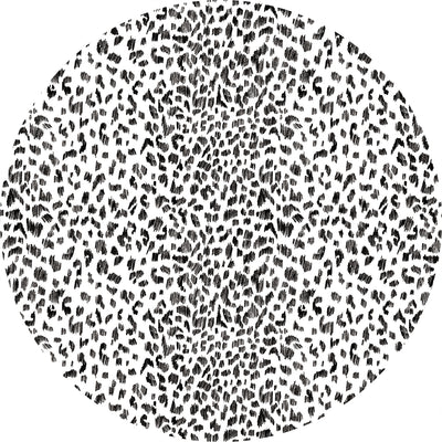 Round Animal Print Vinyl Rug VINYL FLOOR MAT in a black and white color combination.
